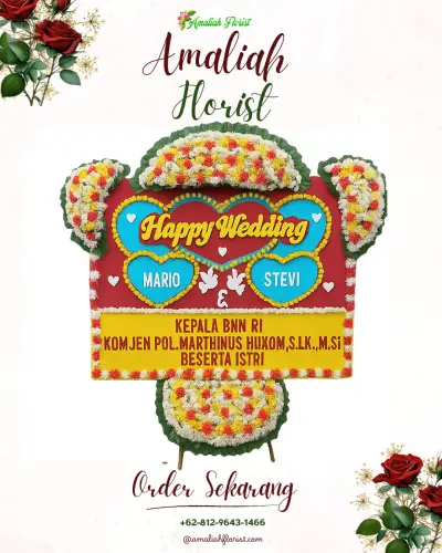 Karangan Papan Bunga Pernikahan di Sukomakmur